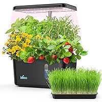 iDOO Hydroponics Growing System, 5-Pod Mini Indoor Herb Garden with Sprouter Tray, Sprouts Growing Kit for Cat Grass, LED Grow Light, Auto-Timer, Pump, Plant Germination Kit, Hydrophonic Planter Gift
