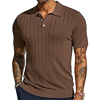 PJ PAUL JONES Mens Polo Shirts Short Sleeve Knit Wavy Textured Solid Casual Golf Shirts