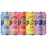 Culture Pop Sparkling Probiotic Soda | 40 Calories per can, Vegan, Non-GMO | 12 Fl Oz Cans (5 Flavor Variety, Pack of 5)