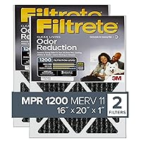 Filtrete 16x20x1 Air Filter, MPR 1200, MERV 11, Allergen Defense Odor Reduction 3-Month Pleated 1-Inch Air Filters, Pack of 2