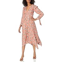 Rebecca Taylor Women's Long Sleeve Floral Midi Hem Silk Dress