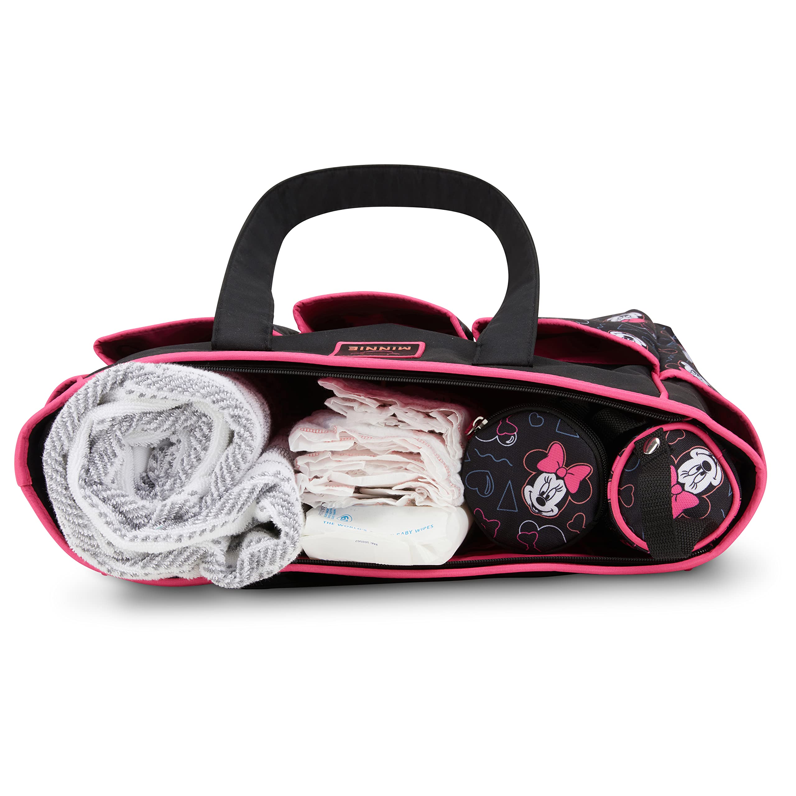 Disney Baby Girl Multi Piece Tote Diaper Bag, Minnie-Toss Print