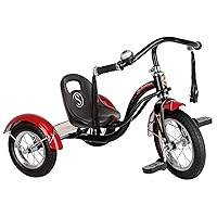 Schwinn Roadster Bike for Toddler, Kids Classic Tricycle, Low Positioned Steel Trike Frame with Bell and Handlebar Tassels, Rear Deck Made of Genuine Wood, for Boys and Girls Ages 2-4 Year Old, Black