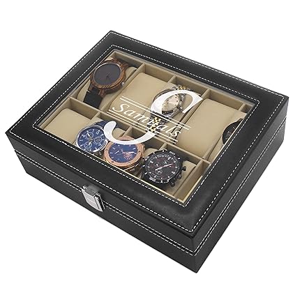 My Personal Memories, Custom Personalized Watch Storage Box Case - Name Initial - Groomsmen Fathers Day Gift - Engraved (Black)