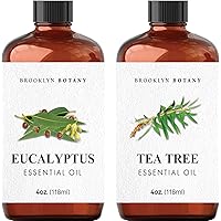 Eucalyptus & Tea Tree Essential Oil Set - 4 Fl Oz - 100% Pure & Natural Therapeutic Grade Essential Oil with Glass Dropper for Aromatherapy and Diffuser