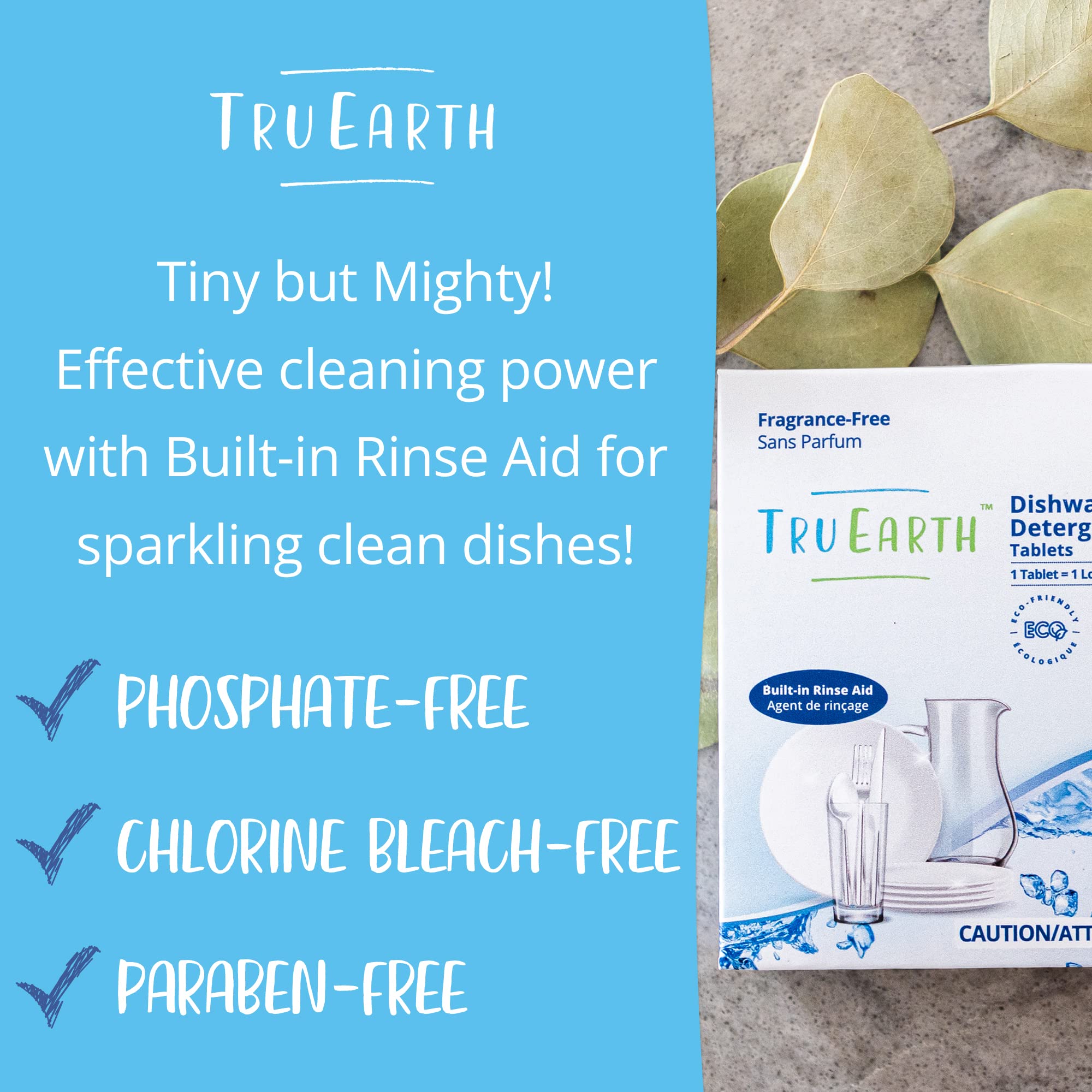 Tru Earth Dishwasher Detergent Tablets | Plastic-Free, Lab-Tested Dishwasher Packs | Super Concentrated and Easy to Use | 30 Tablets