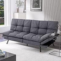 Convertible Futon Sofa Bed,Gray Fabric Memory Foam Loveseat,Small Euro Lounger Sofa for Compact Living Spaces,Apartment,Dorm,Studio,Guest Room,Home Office/Cushion,Grey Fabric