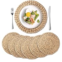 YangQiHome Water Hyancinth Woven Placemats & Rattan Breakfast Serving Tray