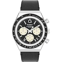 Timex Men's Q Chronograph 40mm Watch - Black Strap Black Dial Stainless Steel Case