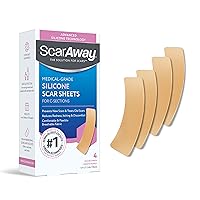 Advanced Skincare Silicone Scar Sheets for C-Section, Reusable Sheets (1.5” x 7”) for Hypertrophic and Keloid Scars from C-Section & Other Surgeries, 4 Sheets