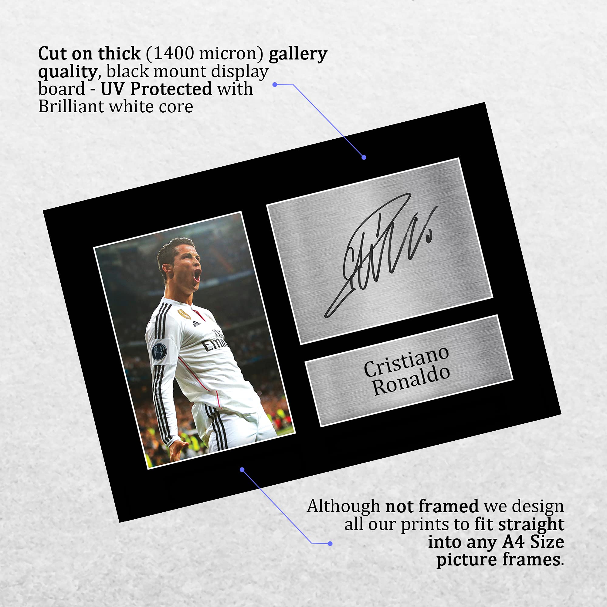 HWC Trading FR A4 Cristiano Ronaldo Manchester United Man U Regalos Impresos Imagen De Autógrafo Firmado para Los Aficionados Al Fútbol Y Partidarios A4 Framed 