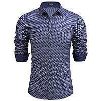 COOFANDY Men's Business Dress Shirt Long Sleeve Regular Fit Shirt Casual Polka Dot Printed Button Down Shirts