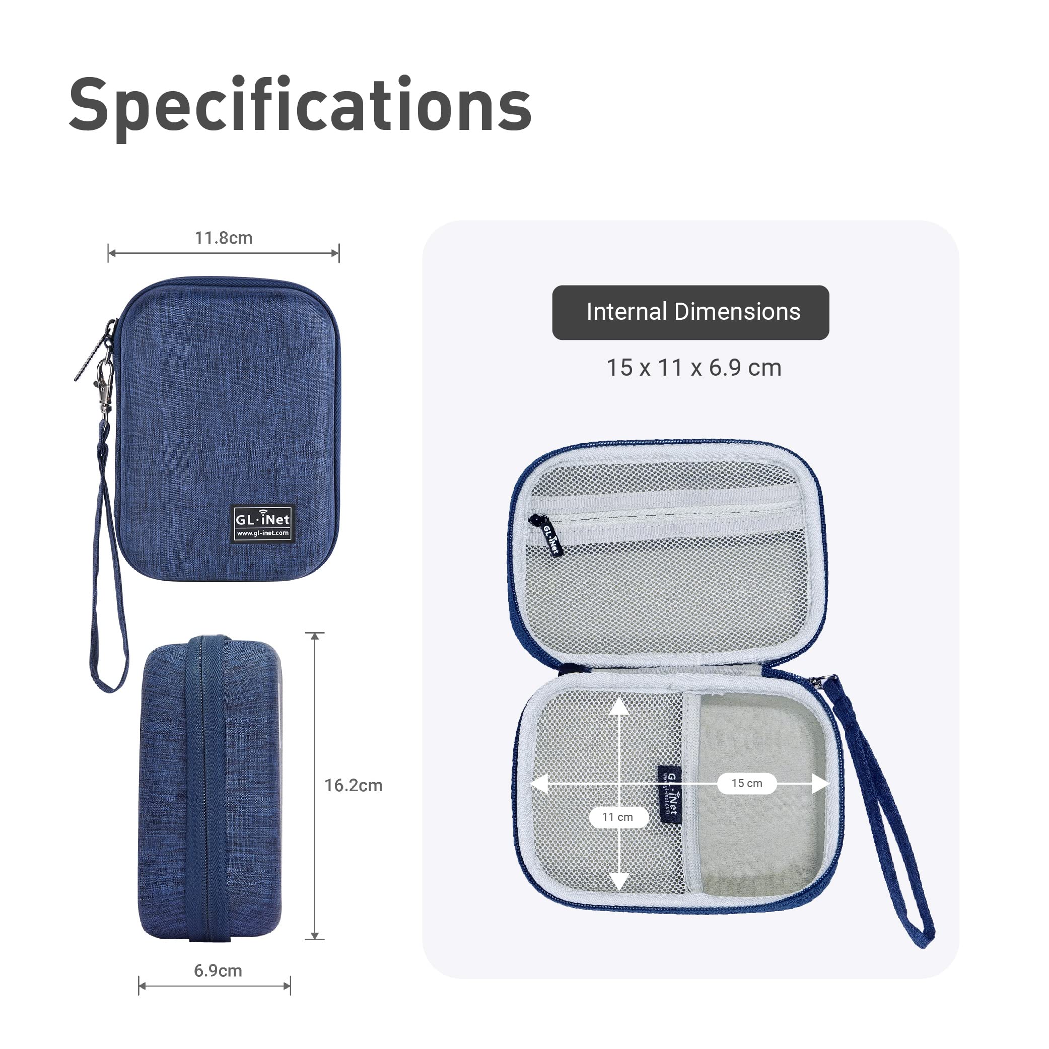 GL.iNet GL-SFT1200 (Opal) Secure Travel WiFi Router & GL.iNet Gadget Organizer Case for Travel Routers (Blue)