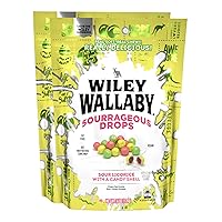Wiley Wallaby 6 Ounce Sourrageous Drops Mix of Watermelon, Green Apple and Lemon Soft & Chewy Licorice with a Candy Shell, 2 Pack