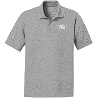 White Ford Oval Crest Chest Print Textured Polo Shirt
