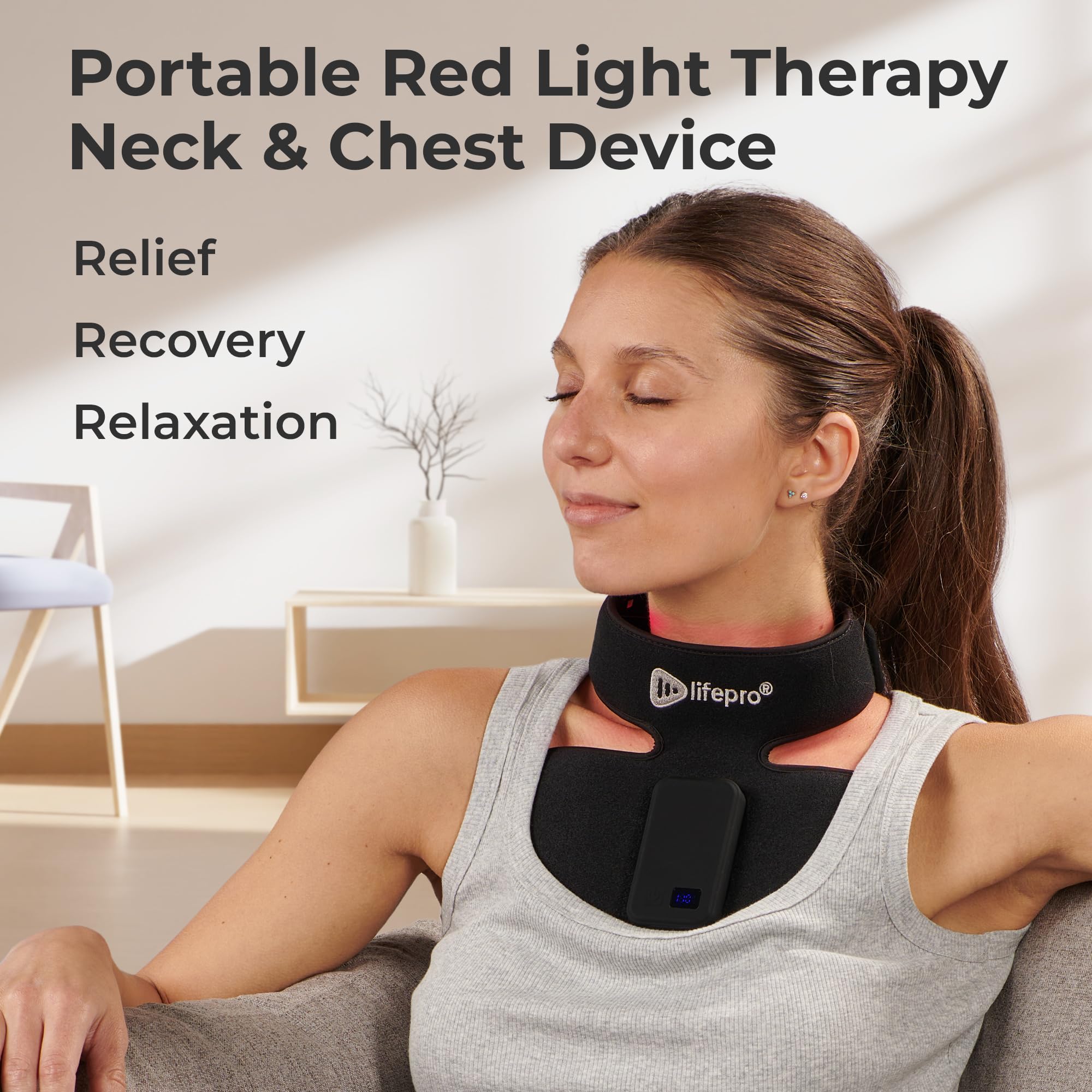 Lifepro Red Light Therapy for Neck - Compact & Rechargeable Near Infrared Light Therapy Devices for Body, Back, Chest, & Neck Stiffness Relief & Relaxation- Red Light Therapy at Home