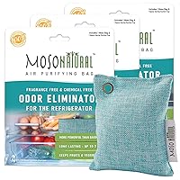 Moso Natural Air Purifying Bag for the Refrigerator and Freezer. (3 Pack) A Scent Free Odor Eliminator and Produce Saver