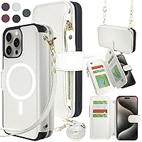 Harryshell Crossbody for iPhone 15 Pro Max Case Wallet Compatible with MagSafe Wireless Charging Multi Card Slots Cash Coin Zipper Pocket Shoulder Wrist Strap for iPhone 15 Pro Max 6.7