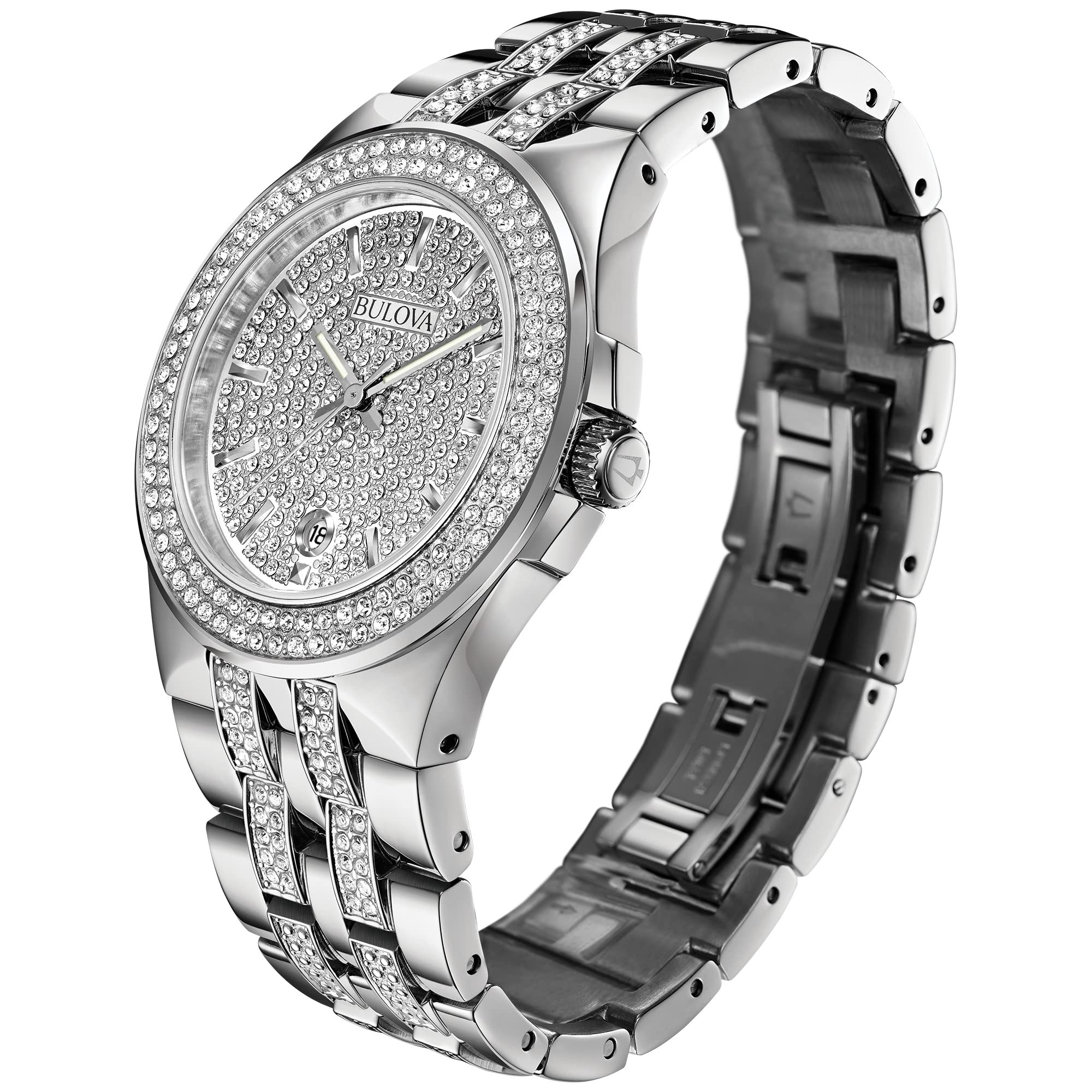 Bulova Men's Crystals Stainless Steel 3-Hand Quartz Watch Style: 96B235