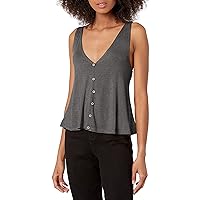 Angie Women's V-Neck Swing Tank with Button Center Front and Open Back