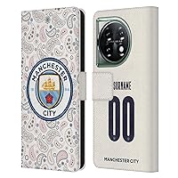 Head Case Designs Officially Licensed Custom Customized Personalized Manchester City Man City FC Third 2020/21 Badge Kit Leather Book Wallet Case Cover Compatible with OnePlus 11 5G