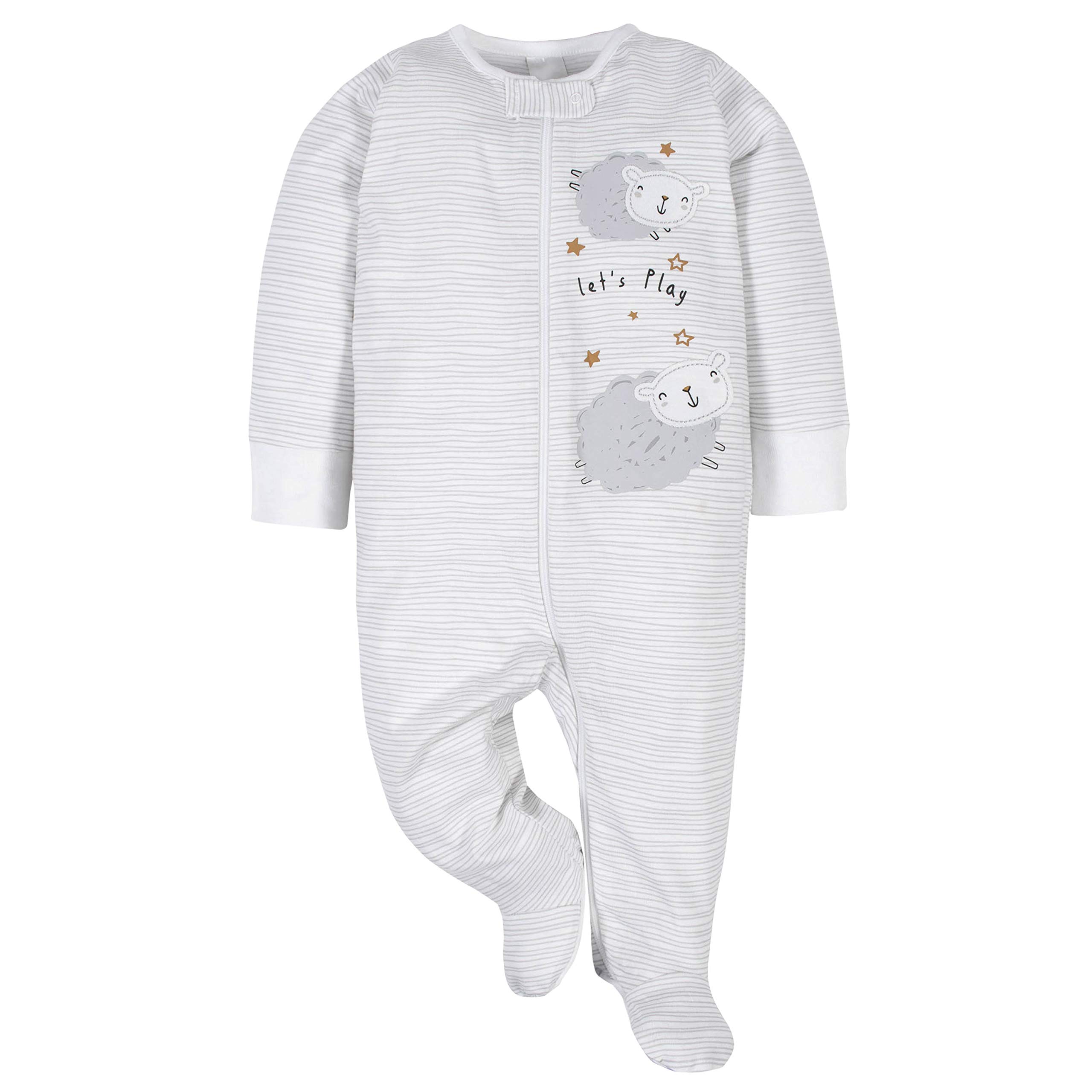 Gerber Unisex Baby 4 Pack Sleep 'N Play Footie Sheep Grey 0-3 Months