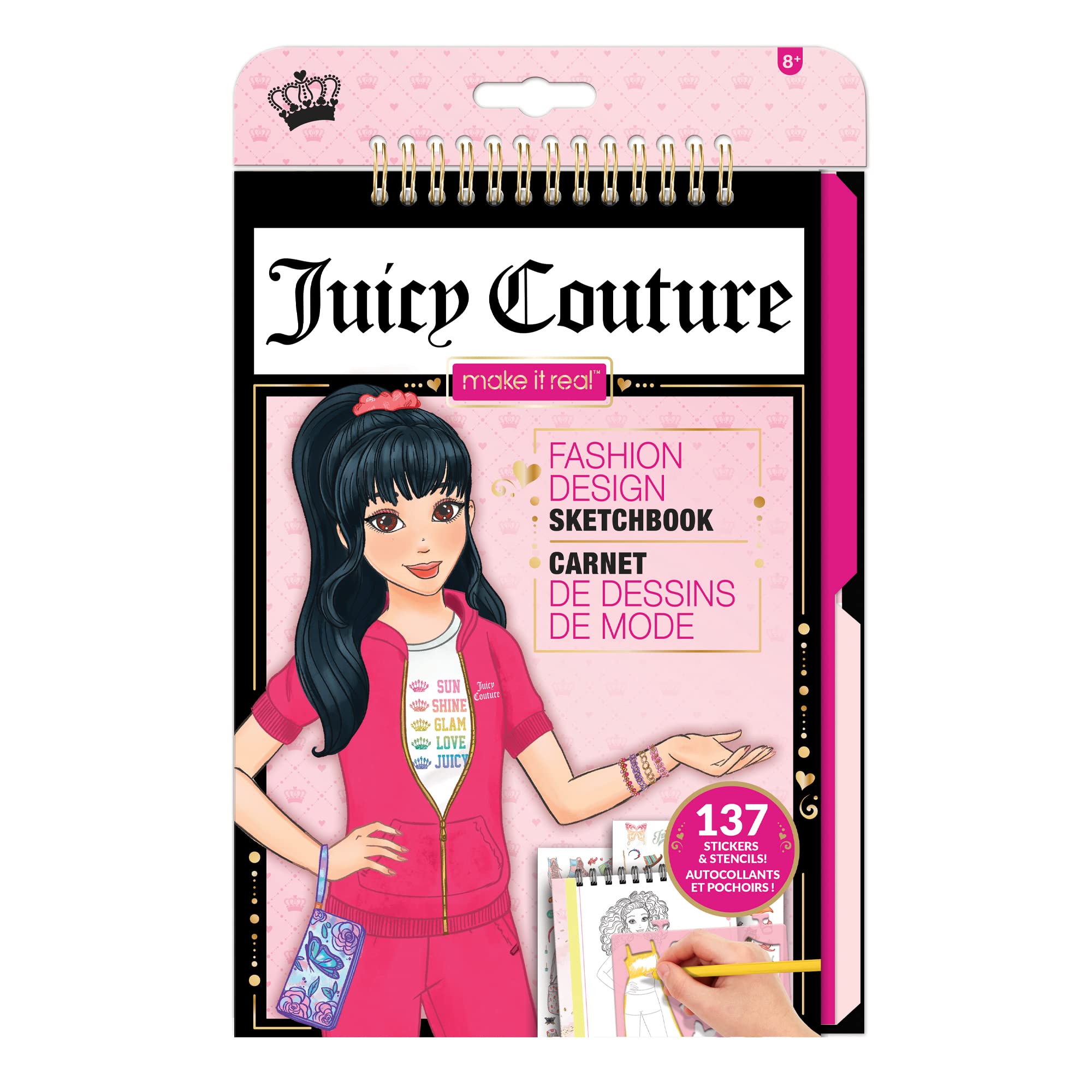 Make It Real Juicy Couture: Fashion Design Sketchbook, Includes 137 Stickers & Stencils, Draw Sketch & Create, Fashion Coloring Book, Tweens & Girls, Kids Ages 6+