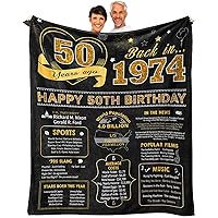 50th Birthday Gifts for Women or Men - 50th Birthday Gifts for Her - 50th Birthday Gift Ideas - 1974 Birthday Gifts - 50 Year Old Gifts for Women Turning 50 Throw Blanket 60 x 50 Inch