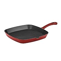 Cuisinart CI30-23CR Chef's Classic Enameled Cast Iron 9-1/4-Inch Square Grill Pan, Cardinal Red