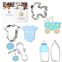 Foose Baby Shower Cookie Cutter 4 Pc Set - 5 in Bottle, 4.25 in Rattle,4 in Body Suit, 4 in Carriage