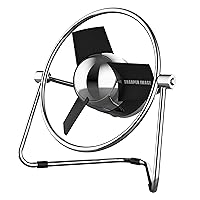 Sharper Image SBM1-SI USB Fan with Soft Blades, 2 Speeds, Touch Control, Quiet Operation, Metal Frame, 5V Wall Adapter, 6 ft. Cable, Personal, Black/Chrome