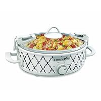 Crock-Pot Small 2.5 Quart Casserole Slow Cooker in White/Blue, Enjoy Eye-Catching Quick Meals, Durable and Compact