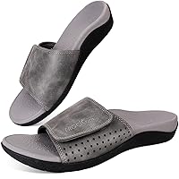 ERGOfoot Slide Sandals with Arch Support, Comfortable Plantar Fasciitis Feet Walking Sandal, Orthopedic Sandals with Adjustable Straps, Foot Pain Relief