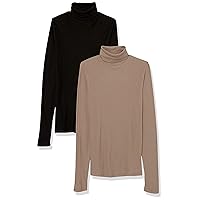 Splendid Women's Classic Long Sleeve Foldover Turtleneck Shirt, 2-Pack