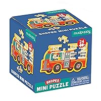 Mudpuppy Fire Truck Shaped Mini Puzzle, 24 Pieces, 6” x 6” – Die-Cut Mini Jigsaw Puzzle in The Shape of a Fire Truck Driven by a Dog – Great Travel Activity for Kids, Makes a Great Gift Idea