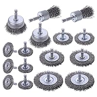 Wire Brush Wheel Cup Brush Drill Set 16 Pieces, Mixiflor Wire Brush for Drill 1/4 Inch Hex Shank, Coarse Carbon Steel Wire Wheel for Drill, Wire Brush Drill Attachment