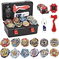 Bey Battle Burst Gyro Blade Toy Set Gift with Portable Box 12 Spinning Tops 2 Two-Way Launcher Metal Fusion Attack Top Battling Game Gift for Boys Children Kids