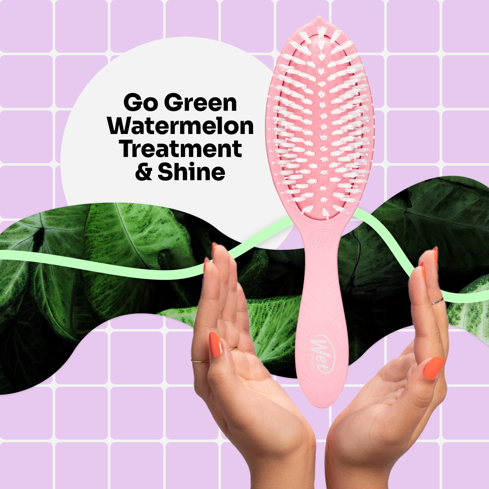 Wet Brush Go Green Watermelon Oil Infused Detangling Hair Brush - Pain-Free Ultra-Soft Detangler Bristles Glide Through Tangles with Ease - Protects Against Split Ends