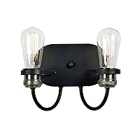Kenroy Home 93890BL Damien 2 Light Sconce with Black Finish, Rustic Style, 7
