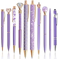 10 Pcs Ballpoint Pens Set Party Favors for Kids Purple Gifts Purple Pens for Women Girls Office Supplies School Supplies Black Ink Metal Crystal Diamond Pens