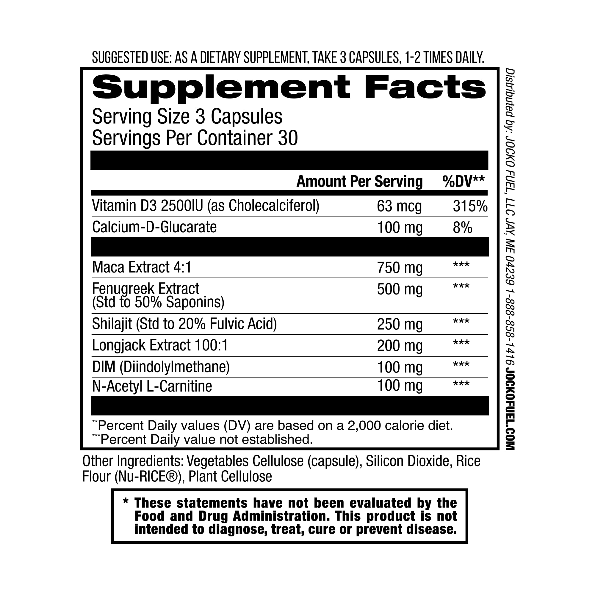 Jocko Fuel Test Booster Supplement - Natural Endurance, Stamina, & Strength Booster - Muscle Builder & Nitric Oxide Booster with Vitamin D, Zinc, & Ashwagandha Root, 90ct