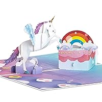Ribbli Unicorn & Rainbow Cake 3D Pop Up Card,For All Occasion,Greeting Card,Birthday Card,For Kid,Girl,Daughter,Niece,Granddaughter,with Envelope