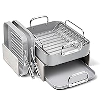 Caraway Squareware Set - Square Pans Set - Perfect for Griddling, Toasting, Searing, Roasting, and More - Non-Stick Ceramic Coated Pans - Non Toxic, PTFE & PFOA Free - Gray