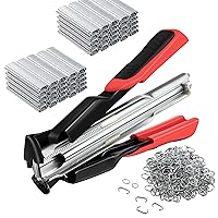 Dreyoo 2500 Pcs C Clips Hog Ring Pliers Kit, 3/4'' Hog Ring Nail, Fencing Plier Staple Gun Cage Clamp for Animal Pet Cages Fencing, Upholstery, Car Cushions, Meat and Sausage Casings