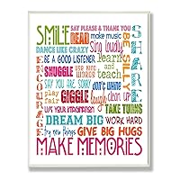 The Kids Room by Stupell Smile Make Memories Rainbow Rectangle Wall Plaque, 11 x 0.5 x 15, Proudly Made in USA