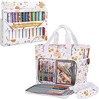 Coopay Warm Crochet Hooks Plus with Portable Crochet Bags, Crochet Bag Kit Include 12pcs Crochet Needles for Crocheting Large Capacity Knitting Bag w Shoulder Strap, Ideal Crochet Gift for Crocheter