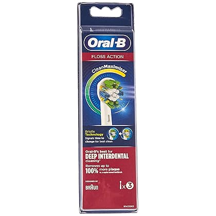 Oral B Floss Action Replacement Brush Heads Refill, 3Count, White