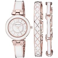 Women's Glitter Accented Bangle Watch and Bracelet Set, AK/3296