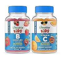 Lifeable Sugar Free B Complex Kids + Vitamin C Kids, Gummies Bundle - Great Tasting, Vitamin Supplement, Gluten Free, GMO Free, Chewable Gummy