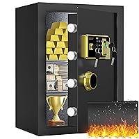 Fingerprint Safe for Home Use - Fireproof Document Bag, Digital Keypad Lock 3 Cu ft Biometric Safe Box with Removable Shelf for Home Office Hotel - Protects Valuables: Money, Jewelry, Cash